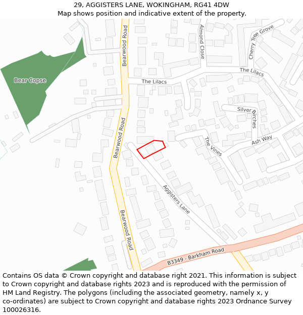 29, AGGISTERS LANE, WOKINGHAM, RG41 4DW: Location map and indicative extent of plot