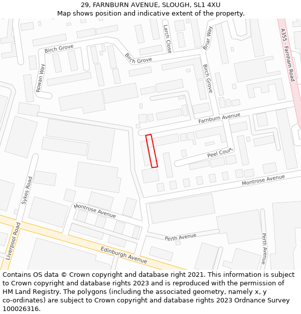29, FARNBURN AVENUE, SLOUGH, SL1 4XU: Location map and indicative extent of plot
