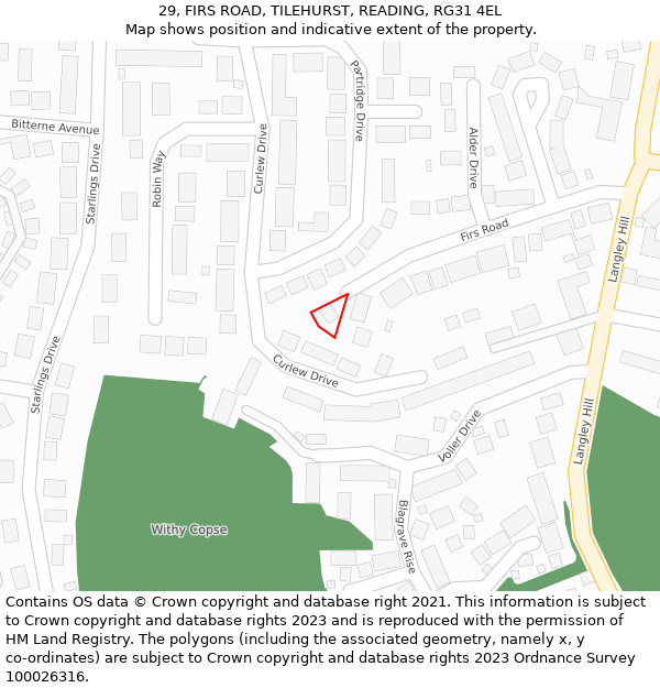 29, FIRS ROAD, TILEHURST, READING, RG31 4EL: Location map and indicative extent of plot