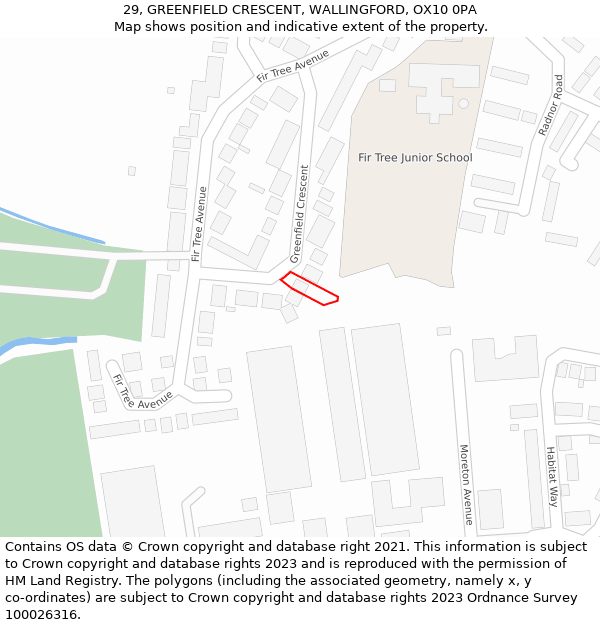 29, GREENFIELD CRESCENT, WALLINGFORD, OX10 0PA: Location map and indicative extent of plot