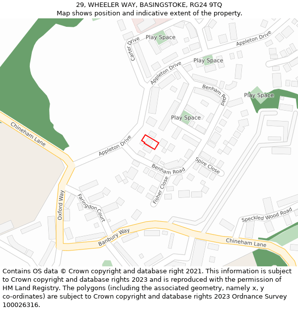 29, WHEELER WAY, BASINGSTOKE, RG24 9TQ: Location map and indicative extent of plot