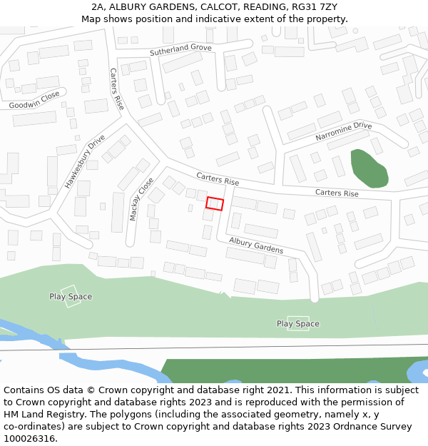2A, ALBURY GARDENS, CALCOT, READING, RG31 7ZY: Location map and indicative extent of plot