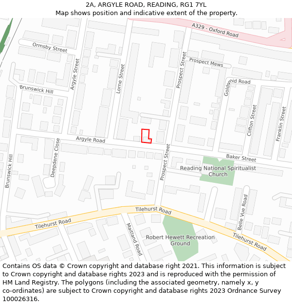 2A, ARGYLE ROAD, READING, RG1 7YL: Location map and indicative extent of plot