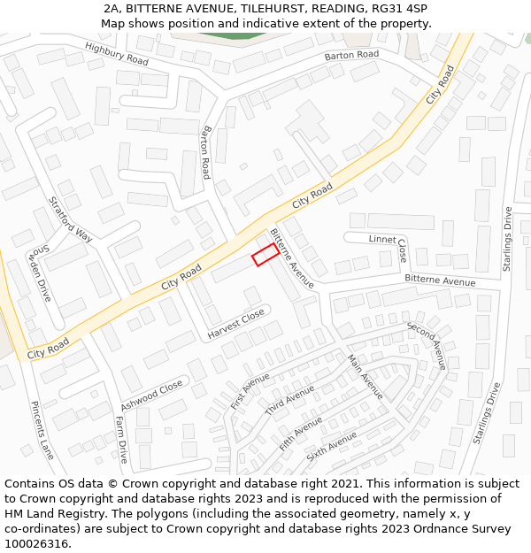 2A, BITTERNE AVENUE, TILEHURST, READING, RG31 4SP: Location map and indicative extent of plot