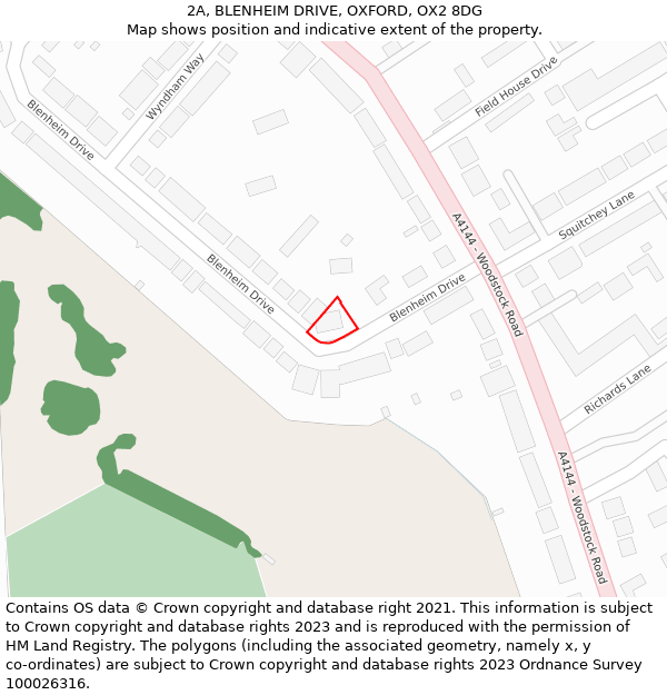 2A, BLENHEIM DRIVE, OXFORD, OX2 8DG: Location map and indicative extent of plot