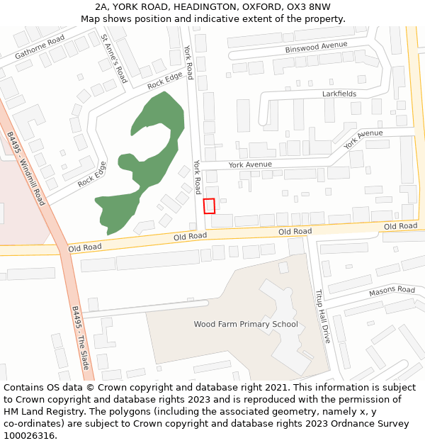 2A, YORK ROAD, HEADINGTON, OXFORD, OX3 8NW: Location map and indicative extent of plot