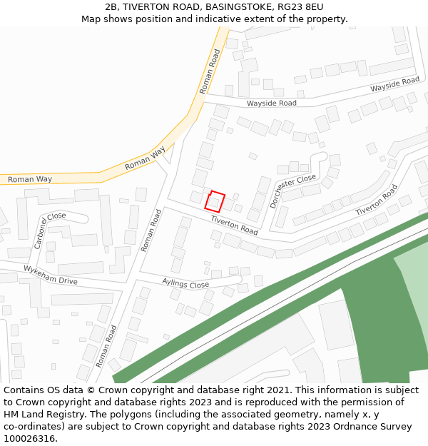 2B, TIVERTON ROAD, BASINGSTOKE, RG23 8EU: Location map and indicative extent of plot