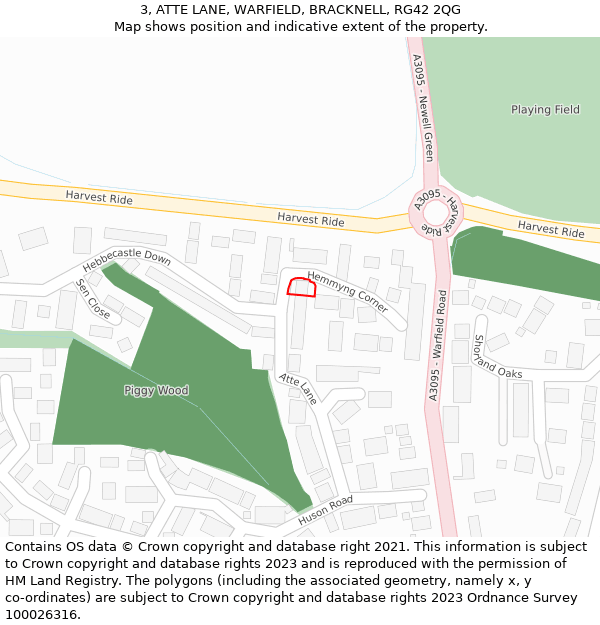 3, ATTE LANE, WARFIELD, BRACKNELL, RG42 2QG: Location map and indicative extent of plot