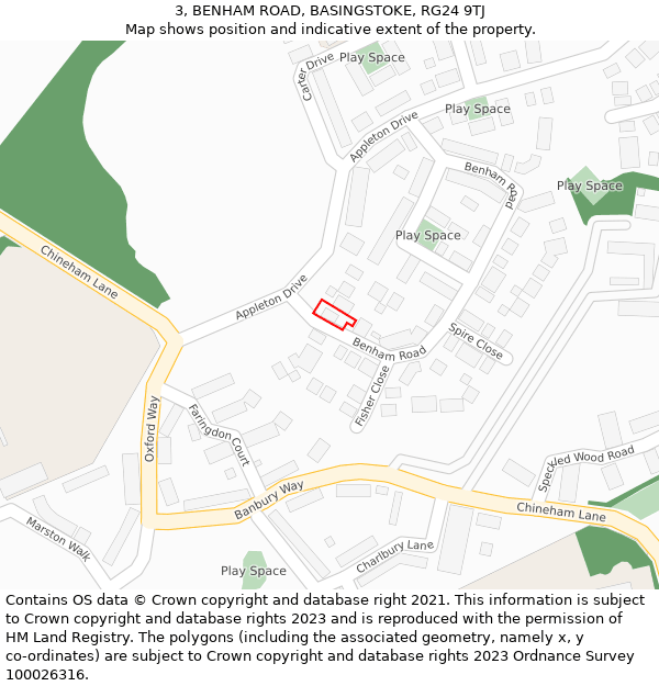 3, BENHAM ROAD, BASINGSTOKE, RG24 9TJ: Location map and indicative extent of plot