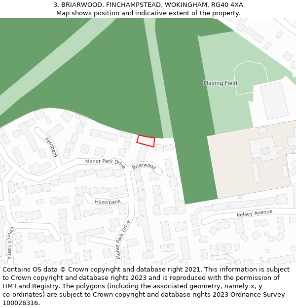 3, BRIARWOOD, FINCHAMPSTEAD, WOKINGHAM, RG40 4XA: Location map and indicative extent of plot