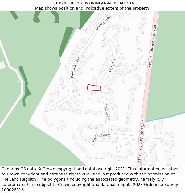 3, CROFT ROAD, WOKINGHAM, RG40 3HX: Location map and indicative extent of plot