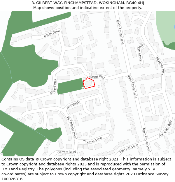 3, GILBERT WAY, FINCHAMPSTEAD, WOKINGHAM, RG40 4HJ: Location map and indicative extent of plot