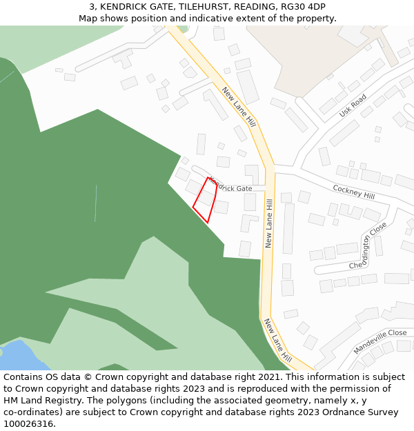 3, KENDRICK GATE, TILEHURST, READING, RG30 4DP: Location map and indicative extent of plot