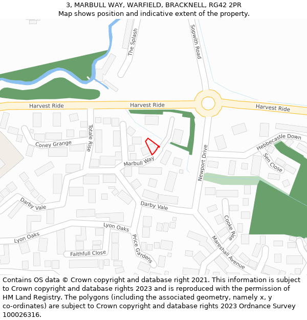 3, MARBULL WAY, WARFIELD, BRACKNELL, RG42 2PR: Location map and indicative extent of plot