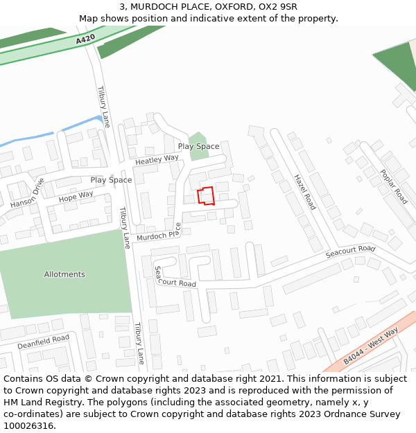 3, MURDOCH PLACE, OXFORD, OX2 9SR: Location map and indicative extent of plot