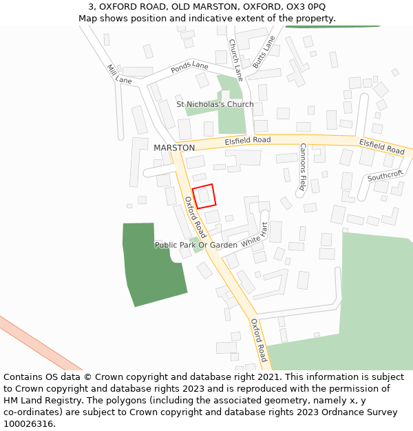 3, OXFORD ROAD, OLD MARSTON, OXFORD, OX3 0PQ: Location map and indicative extent of plot