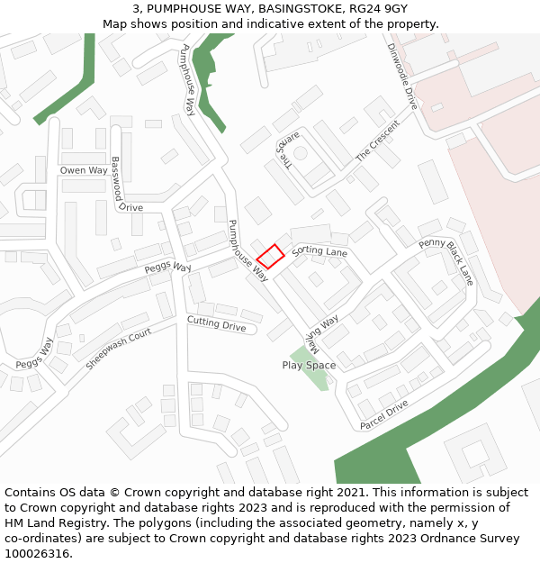 3, PUMPHOUSE WAY, BASINGSTOKE, RG24 9GY: Location map and indicative extent of plot