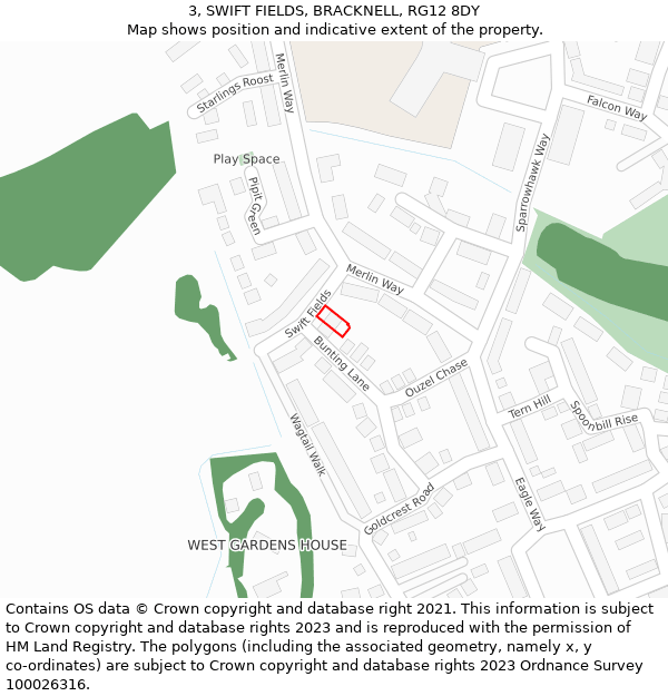 3, SWIFT FIELDS, BRACKNELL, RG12 8DY: Location map and indicative extent of plot