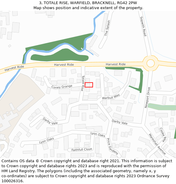 3, TOTALE RISE, WARFIELD, BRACKNELL, RG42 2PW: Location map and indicative extent of plot