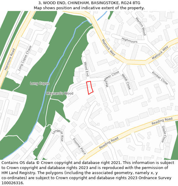 3, WOOD END, CHINEHAM, BASINGSTOKE, RG24 8TG: Location map and indicative extent of plot