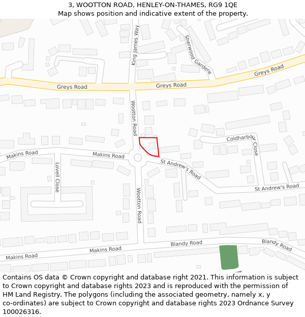 3, WOOTTON ROAD, HENLEY-ON-THAMES, RG9 1QE: Location map and indicative extent of plot