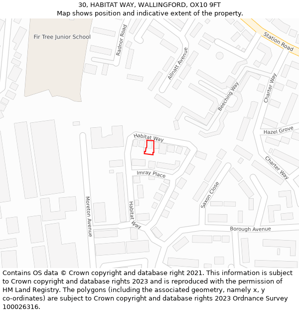 30, HABITAT WAY, WALLINGFORD, OX10 9FT: Location map and indicative extent of plot