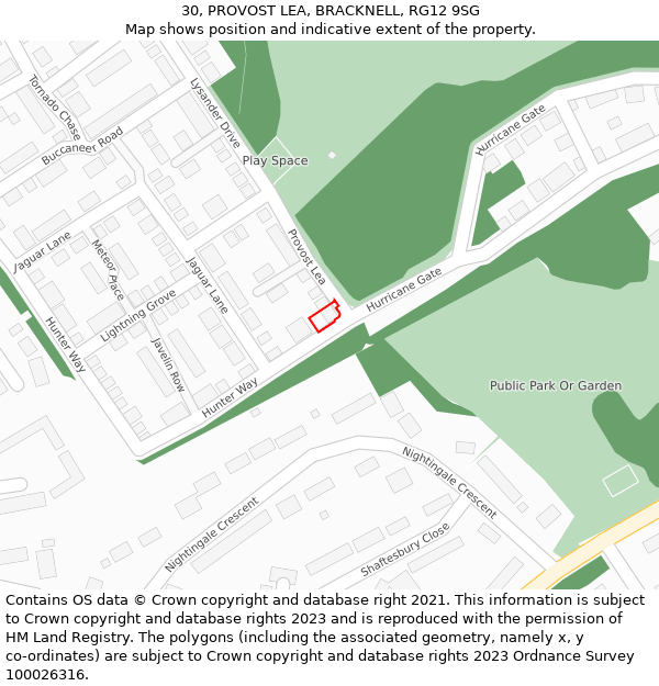 30, PROVOST LEA, BRACKNELL, RG12 9SG: Location map and indicative extent of plot