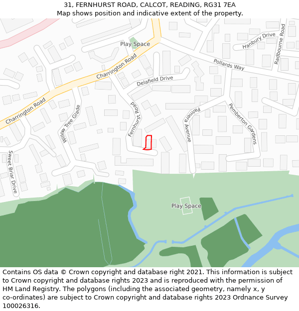 31, FERNHURST ROAD, CALCOT, READING, RG31 7EA: Location map and indicative extent of plot