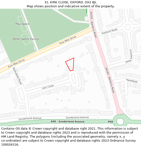 31, KIRK CLOSE, OXFORD, OX2 8JL: Location map and indicative extent of plot