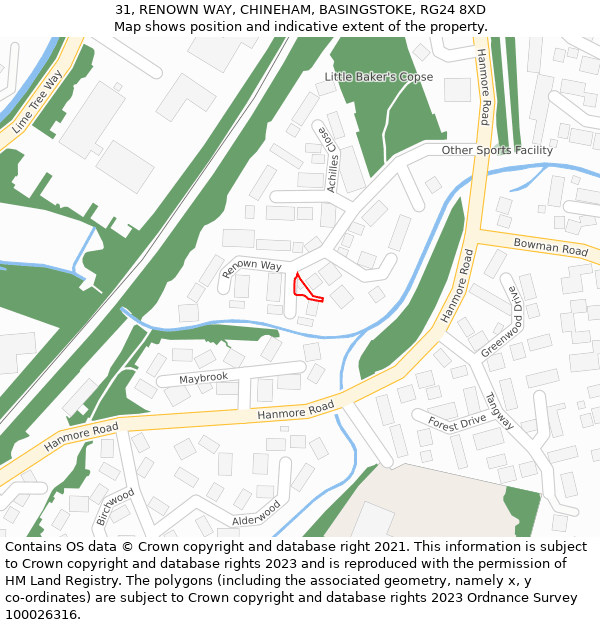 31, RENOWN WAY, CHINEHAM, BASINGSTOKE, RG24 8XD: Location map and indicative extent of plot