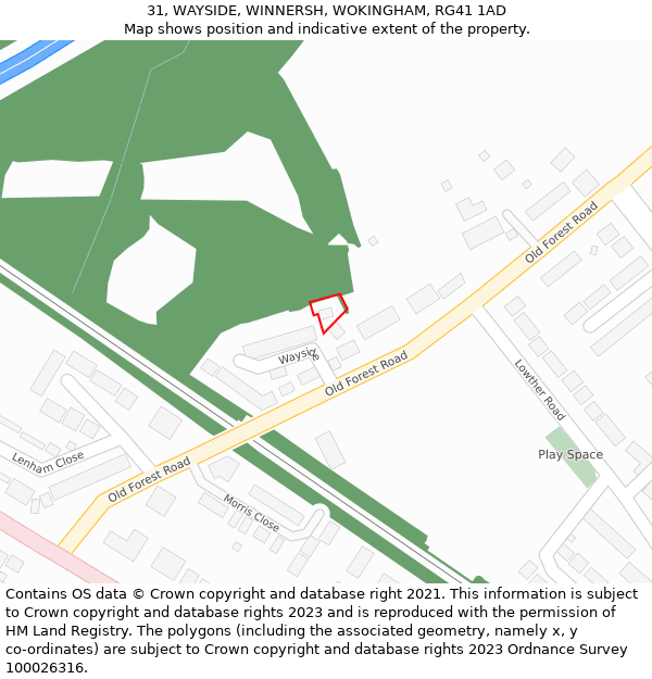 31, WAYSIDE, WINNERSH, WOKINGHAM, RG41 1AD: Location map and indicative extent of plot