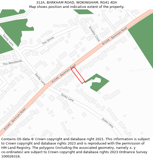 312A, BARKHAM ROAD, WOKINGHAM, RG41 4DA: Location map and indicative extent of plot