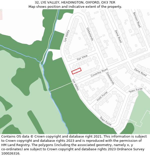 32, LYE VALLEY, HEADINGTON, OXFORD, OX3 7ER: Location map and indicative extent of plot