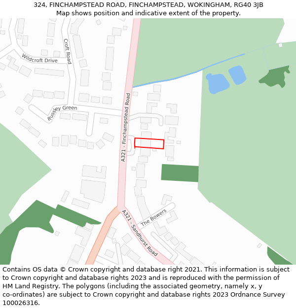 324, FINCHAMPSTEAD ROAD, FINCHAMPSTEAD, WOKINGHAM, RG40 3JB: Location map and indicative extent of plot