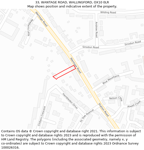 33, WANTAGE ROAD, WALLINGFORD, OX10 0LR: Location map and indicative extent of plot