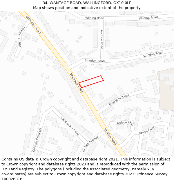 34, WANTAGE ROAD, WALLINGFORD, OX10 0LP: Location map and indicative extent of plot