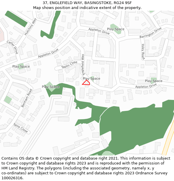 37, ENGLEFIELD WAY, BASINGSTOKE, RG24 9SF: Location map and indicative extent of plot