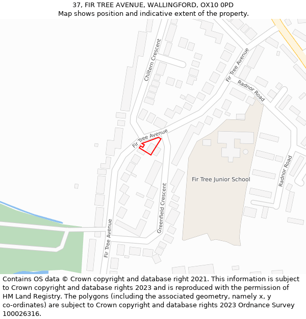 37, FIR TREE AVENUE, WALLINGFORD, OX10 0PD: Location map and indicative extent of plot