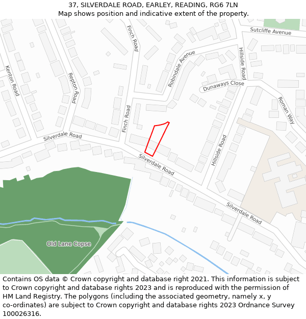 37, SILVERDALE ROAD, EARLEY, READING, RG6 7LN: Location map and indicative extent of plot
