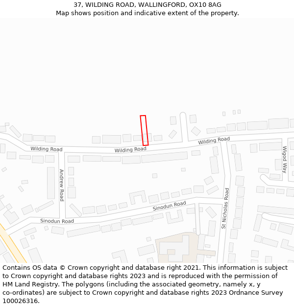 37, WILDING ROAD, WALLINGFORD, OX10 8AG: Location map and indicative extent of plot