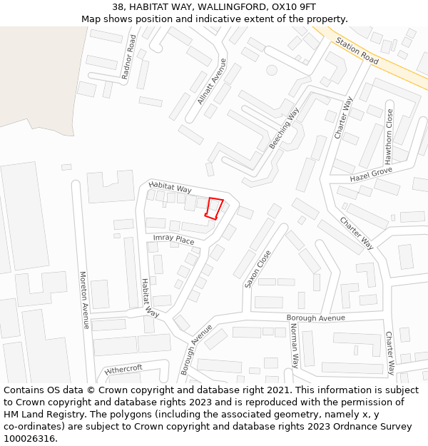 38, HABITAT WAY, WALLINGFORD, OX10 9FT: Location map and indicative extent of plot