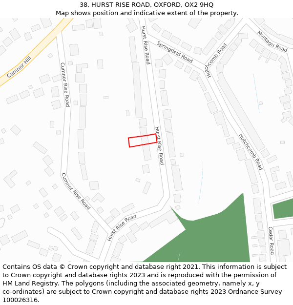 38, HURST RISE ROAD, OXFORD, OX2 9HQ: Location map and indicative extent of plot