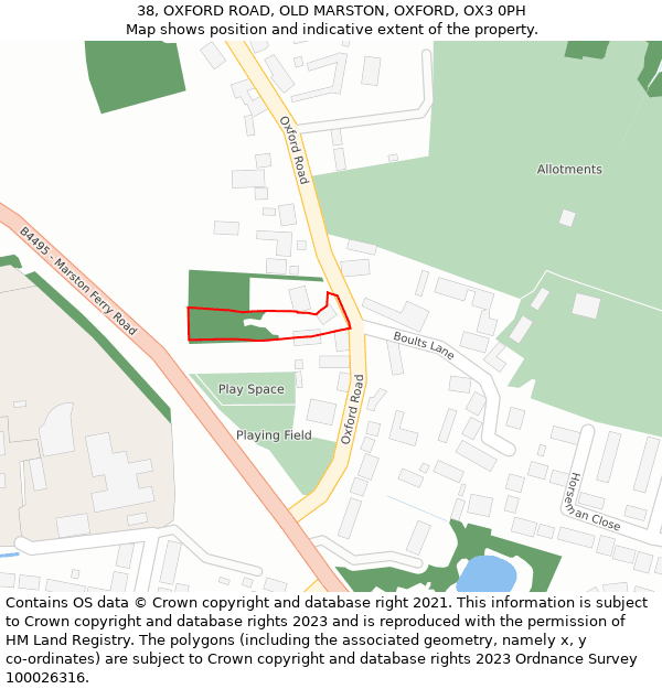 38, OXFORD ROAD, OLD MARSTON, OXFORD, OX3 0PH: Location map and indicative extent of plot