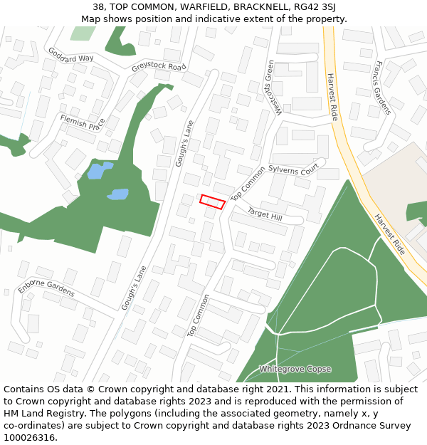 38, TOP COMMON, WARFIELD, BRACKNELL, RG42 3SJ: Location map and indicative extent of plot