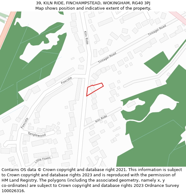 39, KILN RIDE, FINCHAMPSTEAD, WOKINGHAM, RG40 3PJ: Location map and indicative extent of plot