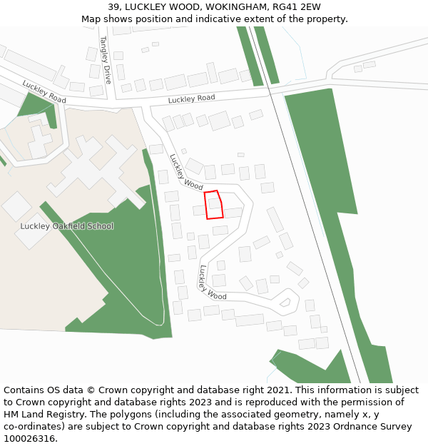 39, LUCKLEY WOOD, WOKINGHAM, RG41 2EW: Location map and indicative extent of plot