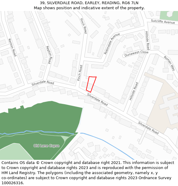 39, SILVERDALE ROAD, EARLEY, READING, RG6 7LN: Location map and indicative extent of plot