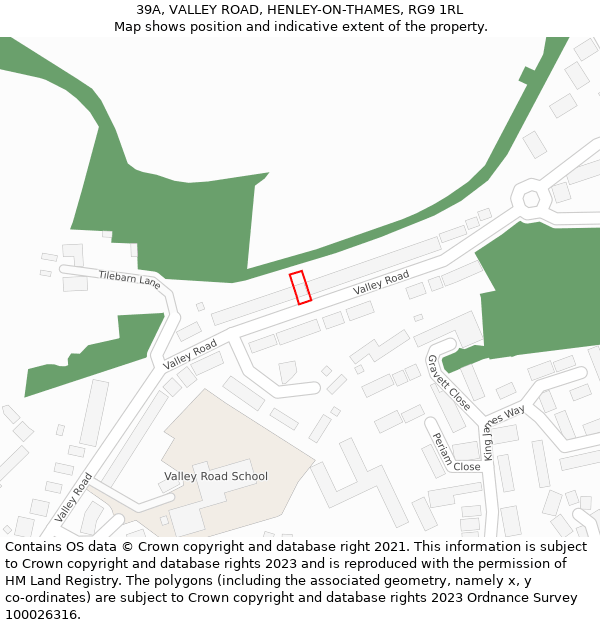 39A, VALLEY ROAD, HENLEY-ON-THAMES, RG9 1RL: Location map and indicative extent of plot