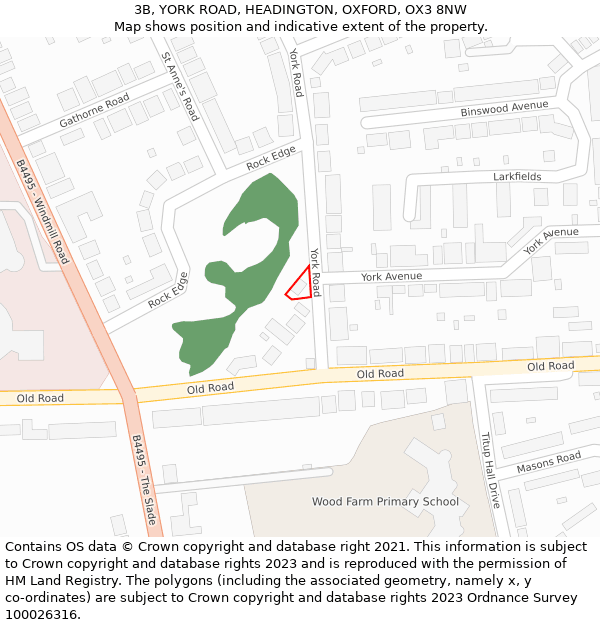 3B, YORK ROAD, HEADINGTON, OXFORD, OX3 8NW: Location map and indicative extent of plot