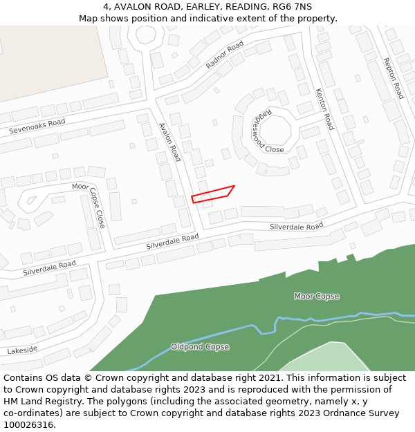 4, AVALON ROAD, EARLEY, READING, RG6 7NS: Location map and indicative extent of plot